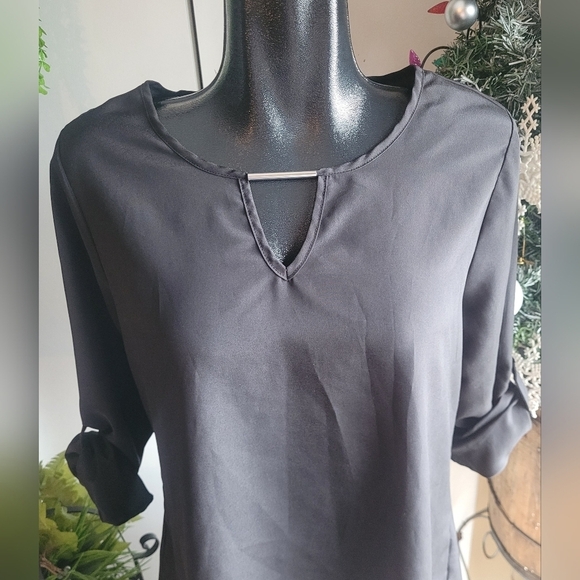 Larry Levine Black Long Sleeve Top M - Picture 2 of 7